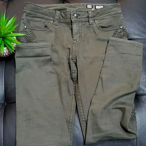 Miss Me olive colored denim skinny jeans 29